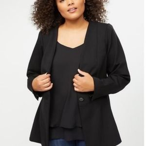 Lane Bryant Black Ponte Peplum Jacket-Size  22
